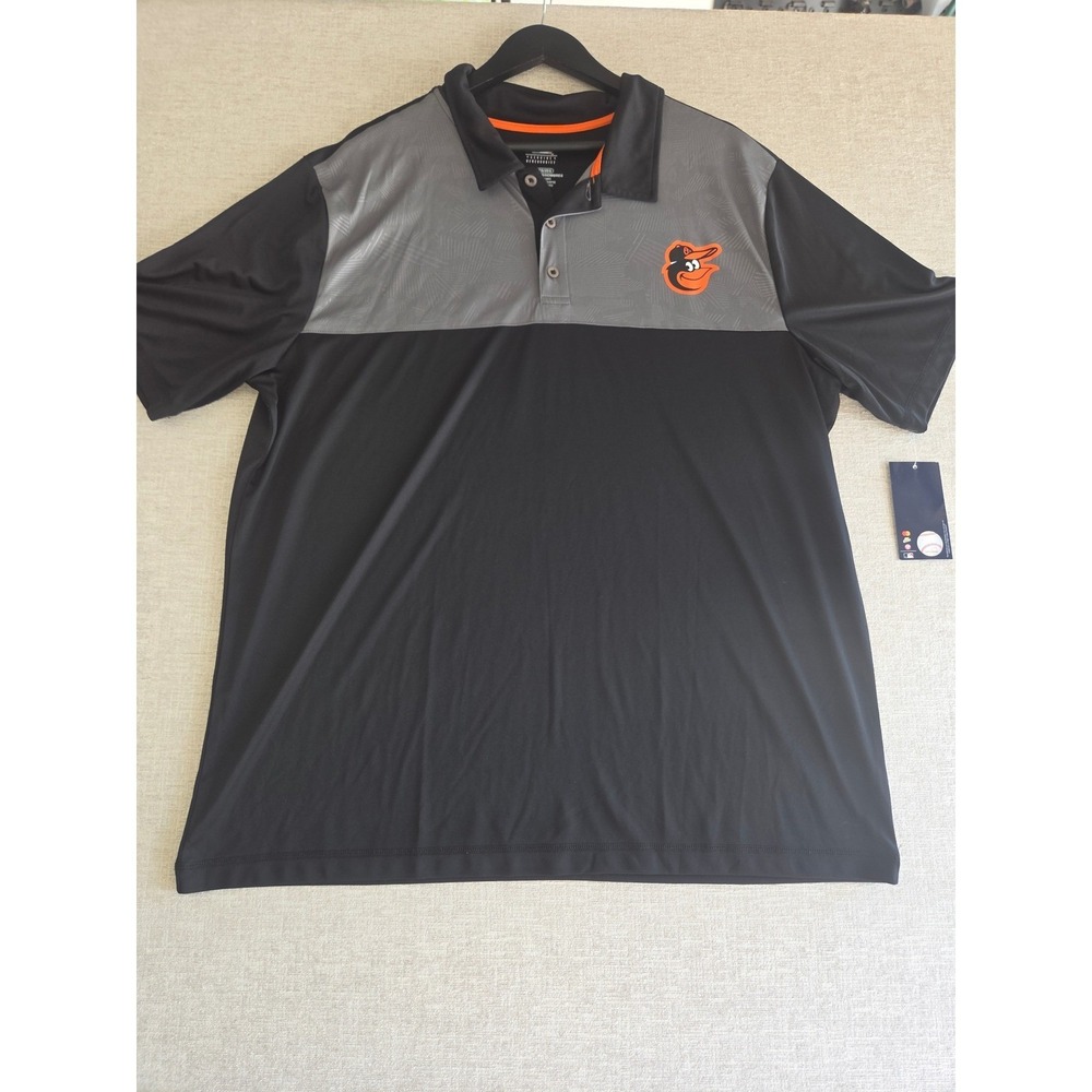 MLB Baltimore Orioles Genuine Merchandise Polo Shirt Men's 2XL Black Gray NWT